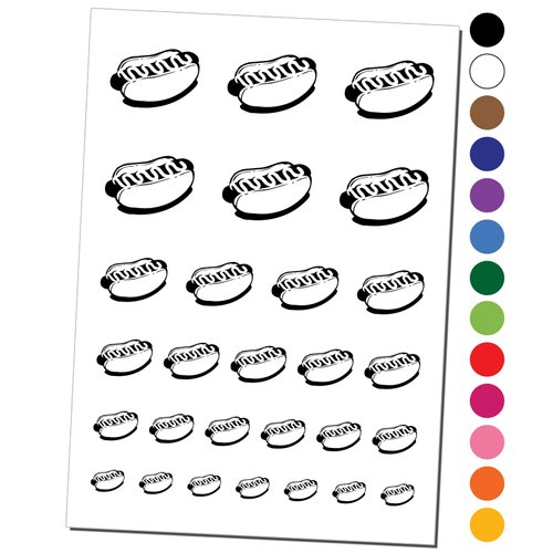 Hotdog Wiener Bun Ketchup Mustard Temporary Tattoo Water Resistant Fake Body Art Set Collection - Red (One Sheet)