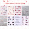 Valentine's Day Nail Art Stickers Decals 3D Embossed Red Heart Cute Little Bear with Sexy Lips Nail Decals Black Heart Design Nail Art Supplies for Women New DIY Manicure Decor 8PCS