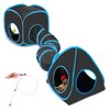 Cat Tunnels for Indoor Cats, Cat Tent, Cat Cube and Feather Cat Toy Collapsible Combo, with Interactive Cat Toy Ball, Cat Toy Set for Indoor Cat, Ferret, Guinea Pig, Rabbit, Bunny, Blue
