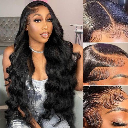 Cikana 30 Inch Body Wave 13x6 Lace Front Wigs 180% Density Transparent Lace Frontal Wigs Pre Plucked Bleached Knots Body Wave Wigs Human Hair for Women Glueless 13x6 Lace Front Wigs Natural Hairline