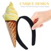 Beavorty Ice Cream Headband Ice Cream Cone Shape Headpiece Novelties Unisex Adult Mini Food Hat on Headband Costume Party Supplies