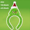 Atvscay Christmas Green Santa Headband,Furry Santa Hat headband,Green Monster Costume Accessories,Xmas Headband,Stole Christmas Holiday Welcome To Whoville Party Hair band. (Green)