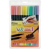 Uchida Of America Uchida 1122-12B Le Plume II Double-Ended Markers with Brush and Fine Tips, Pastel, Set of 12