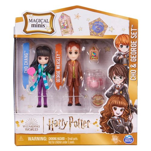 Wizarding World Harry Potter, Magical Minis Cho Chang and George Weasley Figure Set with 2 Doll Accessories, Kids Toys for Ages 6 and up