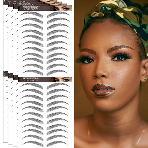 Tattoo Eyebrow 66 Pairs!Newly Improved 4D Hair-Like Authentic Eyebrows,Realistic Imitation Eyebrow Tattoo Stickers,Popular Black Eyebrow for Women Girls,Waterproof and Long-Lasting 3-5 Days