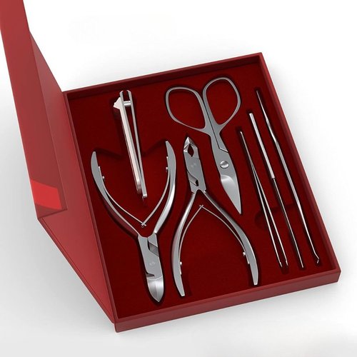 Suvorna Professional Manicure/Pedicure 7 Pcs Kit/Set with Nail & Cuticle Nippers - Nail Clipper & Scissors - Pusher - Nail File - Tweezer, Japanese Steel Manicure Gift for Men/Women for Home/Salon Use