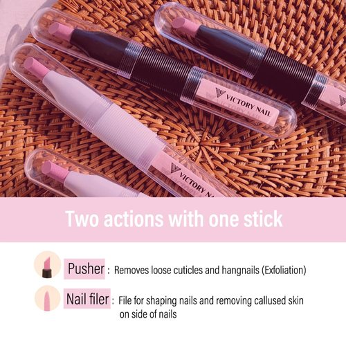 Ceramic Pusher Files for Nails, Manicure Fingernail Files with Cases, Professional Precision Filing Cuticle Remover, Manicure Stick, 2 pieces