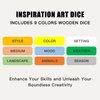 Art Dice for Creative Inspiration, Breaking Creative Block New Ways of Inspiration, Fuumuui Wooden Art Dice Painting Game Unique Gift for Artists & Teachers, Set of 9 for Studio and Classroom