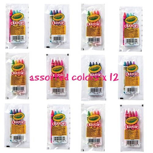Crayola 4 Pack Full Size Crayons Party Favors Bundle of 12 -4 Packs Mixed Colors - Every 4 Pack Might be Different Includes Glitter Crayons neon Colors Pastel Colors and Many More