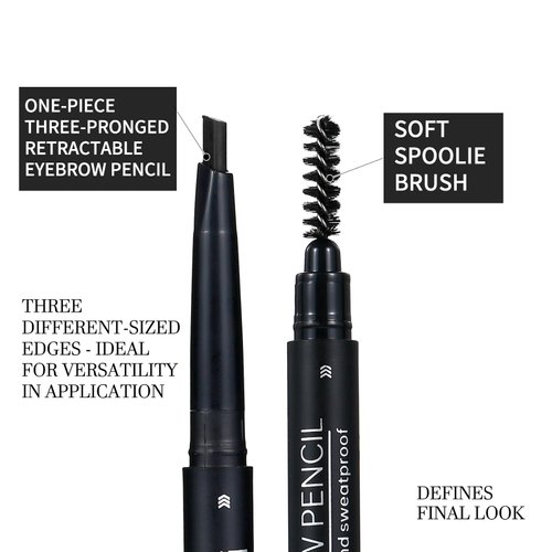 Eyebrow Pencil, Waterproof, Triangular Mechanical Pen, Brow Laninatation Kit, Draws Tiny Brow Hairs and Fills in Sparse Areas and Gaps, Dark Brown (black)