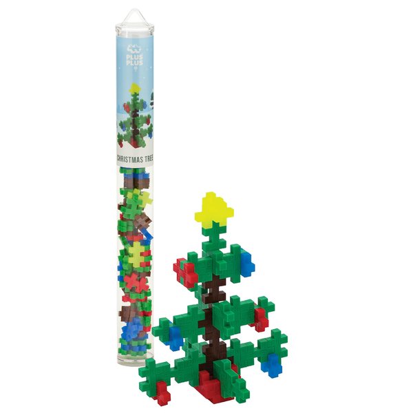 Plus Plus 3D Puzzle Building Block Set, 70 Mini Interlocking Pieces, Fun Holiday Activities for Kids - Christmas Tree Mini Maker Tube