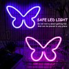 Riakrum 2 Pcs Butterfly Neon Signs Butterfly LED Light 3AA Battery Powered, USB Operated Wall Neon Light Decor Butterfly Neon Wall Art for Home Bedroom Wedding Birthday Party Decor(Pink, Blue)
