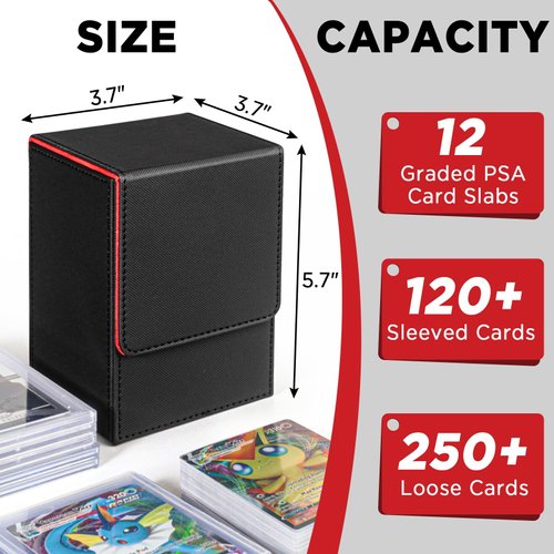 CollectHall PSA Graded Card Case, PU Leather Graded Card Organizer Box, BGS Graded Card Storage Case