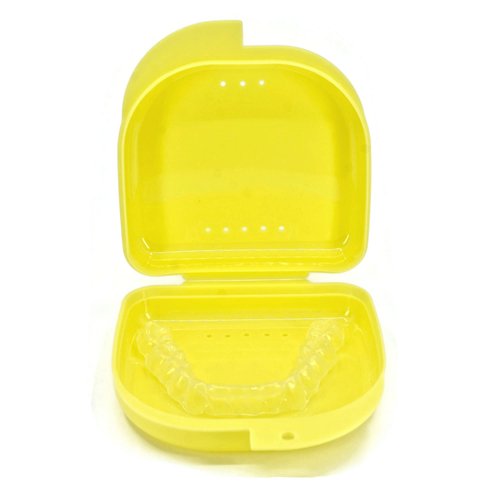 Genco Dental Retainer Case with Vent Holes - Orthodontic container for holding retainers, aligner, night-guard/mouth-guard. Small and Durable retainer case (Yellow)