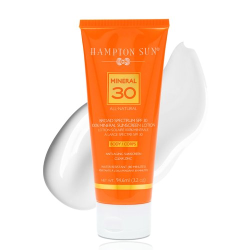 Hampton Sun SPF 30 Mineral Sunscreen Lotion | Sheer + Lightweight | Shea Butter + Beeswax Deeply Hydrate + Lock in Moisture | Broad Spectrum Non-Nano Zinc Oxide | Reef-Friendly | Luxury Sunscreen