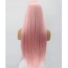 SeraphicWig Pink Lace Front Wigs Middle Part Long Straight Synthetic Wig Glueless for Women Heat Resistant Fiber Hair Half Hand Made 24 inches