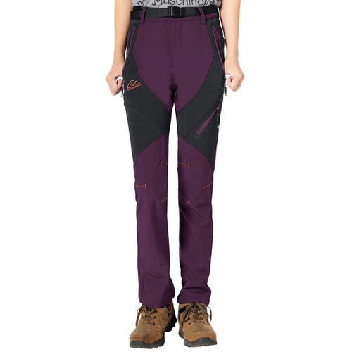 Rdruko Women's Ski Pants Waterproof Insulated Outdoor Hiking Winter Softshell Cold Weather Snow Pants(Purple, US M)