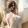 20Pcs Pink Small Flower Hair Clips for Women, Mini Flower Clips for Hair Rose Flower Hair Pins Wedding Hair Accessories for Women Girls