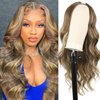 Oseti Body Wave Wig Highlight Blonde V Part Wig for Black Women Ombre Blonde V Part Wig U Part Wigs Highlight Hair Clip in Full Head Thin Part Wig No Leave Out 24inch