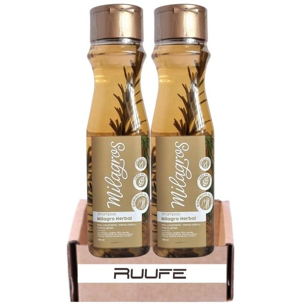 RUUFE Herbal shampoo With 100% natural rosemary and ginger (2 pack) shampoo herbal milagro Ideal for thin or fine hair, with oily roots, that present a constant fall and slow growth herbal shampoo