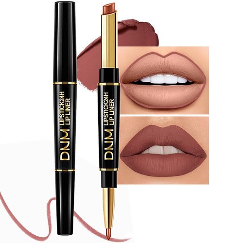 evpct 1Pcs Dark Brown Lip Liner and Lipstick Set Kit for Women DNM Matte Lips Kit with Lip Liner Lip Stains Long Lasting Waterproof 24 Hour Lipstick and Lip Liners Combo Lipliners Pencil Set 11#