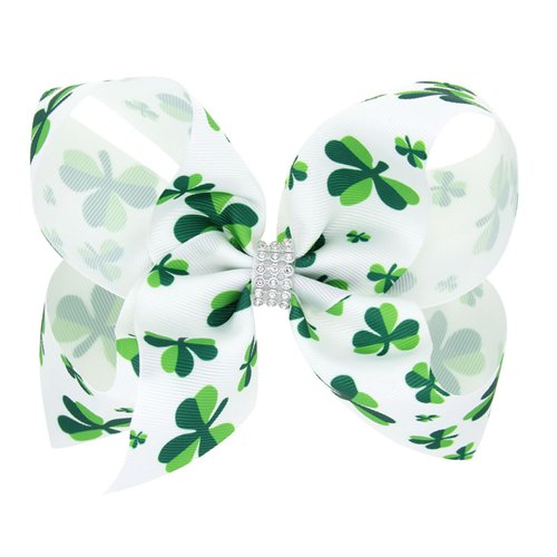 St. Patrick's Day Bow Hair Clips for Girls Shamrock Hair Barrettes Hair Accessories for Hair Styling Non-slip Cute Hair Bow Clips Hairpin 1Pcs (A)