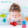 AMCHSURI Baby Bath Toys for Kids Ages 1-3 14 PCS Mold Free Toddler Bath Toys for 2-4 Bathtub Water Toys Rainbow Stacking Cups for Babies 6-12 Months Early Learning Educational Gifts