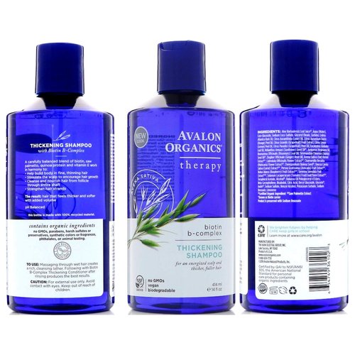 Avalon Organics, Thickening Shampoo, Biotin B-Complex Therapy, 14 fl oz (414 ml)