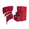 Stronghold 200+ XL Convertible Deck Box | Double-Sleeved | Card Game Protector with Accessories Drawer | Nexofyber Surface | Holds up to 200 Cards | Red Color | Made by Gamegenic (GGS20111ML)