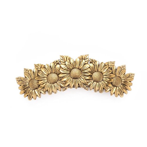 Amaxer Viking Gold Silver Barrettes for Women Girls Celtic Hair Clips for Thick Thin Hair Vintage French Hair Clips Hair Styling Accessories(Antique Gold-Sunflower)