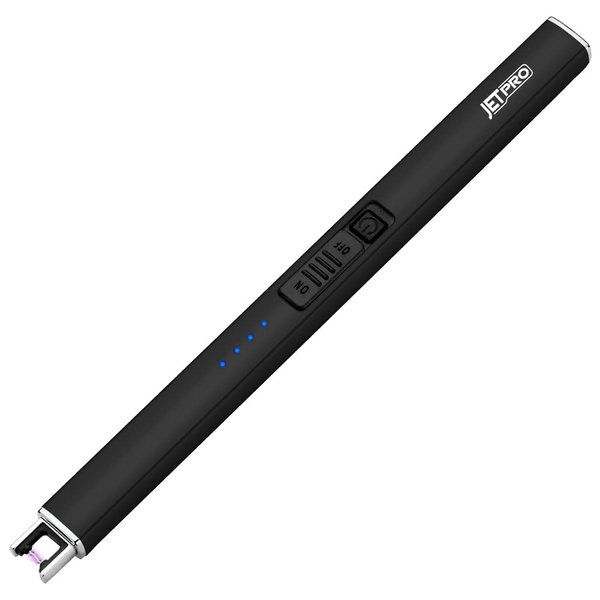 JETPRO Electric Lighter Arc Windproof Flameless USB Lighter Rechargeable Lighter with Safety Lock for Candle BBQ Camping (Black)