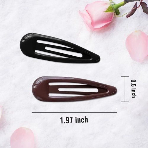 Cptots 20 PCS Metal Snap Hair Clips Water Drop No Slip Hair Barrettes for Women Small Hair Clips For Thick And Thin Fine Hair,Black Beige Gradient Brown,1.97 x 0.5 Inches.