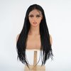 MISS FANCY 24 Inch Box Braided Wigs for Black Women 13x4 Lace Front Wig Twist Dreadlock Afro Curly Black Wigs Handmade Synthetic Cornrow Braided Knotless Pre-plucked Wigs with Baby Hair