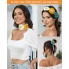 AWAYTR Crochet Headbands for Women Hippie Headband Bandana Tie-Back Knit Headband for Girls Wide Head Bands Floral Crochet Headwrap (Yellow + Green/Blue + Yellow)