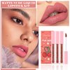 ZHISHUDL 3PCS Matte Nude Lipstick Set Liquid Lipstick Lip Gloss Set,Matte Velvety Lip Stick High Pigmented Lip Tint Lip Stain Set for Daily Makeups - Set C