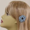 Medium Decorative Hair Comb Rhinestone Crystal Rose Bridal Hair Comb, Blue