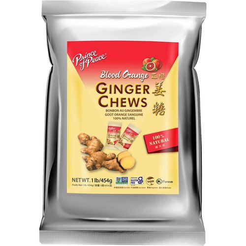Prince of Peace Blood Orange Ginger Chews, 1 lb. – Candied Ginger – Candy Pack – Ginger Chews Candy – Natural Candy