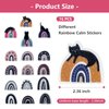 16 PCS Calm Stickers for Anxiety Sensory, Stress Anxiety Relief Items Bohe Rainbow Style Tactile Rough Textured Calming Stickers Adhesives for Water Bottle/Phone/Desk/School/Office (Rainbow and Cat)