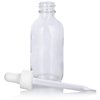 2 oz Clear Glass Boston Round White Dropper Bottle (4 Pack) + Funnel