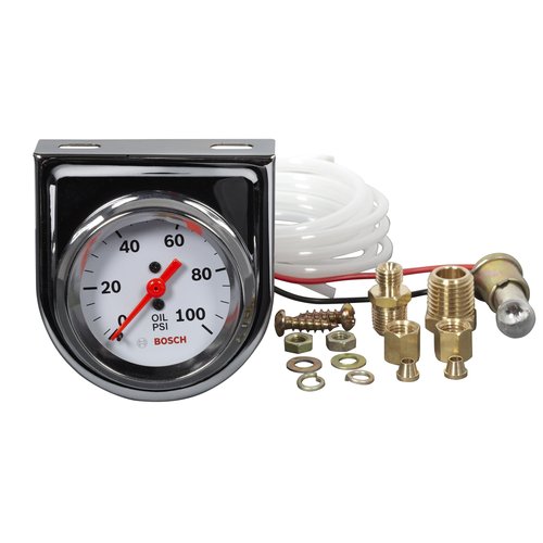 Actron Bosch SP0F000044 Style Line 2" Mechanical Oil Pressure Gauge (White Dial Face, Chrome Bezel)