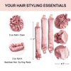 EwiutoijngiQan Satin Heatless Hair Curlers with Caps, Soft Overnight Curling Headband for All Hair Types (pink)