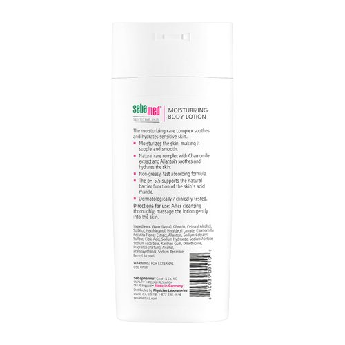 Sebamed Moisturizing Body Lotion for Sensitive Skin pH 5.5 Hypoallergenic Naturally Soothes and Moisturizes 6.8 Fluid Ounces (200 Milliliters)