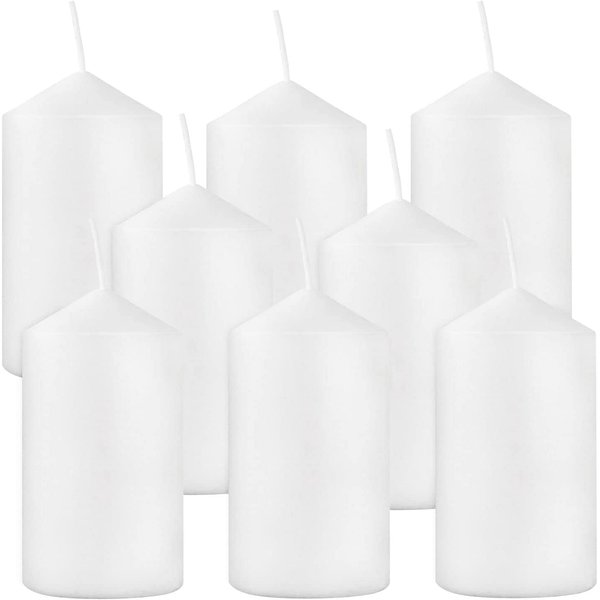 Set of 8 Unscented Pillar Candles 2" x 4"，White Candles for Home Decor,Church,Restaurants,Spa,Emergency Light,All Occasions