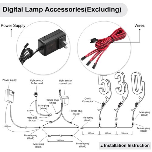 LMP 12V DC Low Voltage Led House Numbers Address Numbers 8 Inches, Modern Lighted House Numbers glow at night, Waterproof Corrosion Resistant, Easy to Install (number 1 No Powers)