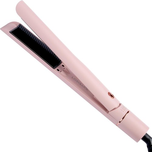 Rozamor Hair Straightener and Curler 2-in-1, Pink Titanium Flat Iron,1 Inch Anti-Scald Hot Tools Infrared Negative Ions, Long-Lasting Hairstyles, Dual Voltage