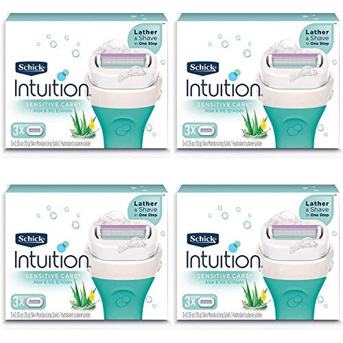 Schick Intuition Pure Nourishment Womens Razor Refills with Coconut Milk and Almond Oil, 3 Count (Pack of 4)