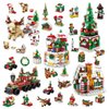 WULOBOOI Christmas Advent Calendar Mini Building Set, 35 in 1 Xmas Ornaments Santa Claus Tree Train House Reindeer Sleigh Playset，1523 Pieces Christmas Creative Gifts for Adults Kids Girls Boys