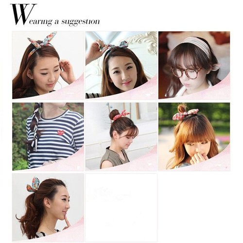 Ruihfas 6Pcs Fashion Twist Bow Wire Headbands Head Wrap Bunny Rabbit Ears Wired Hairbands Hair Holder Hair Accessories for Women and Girls