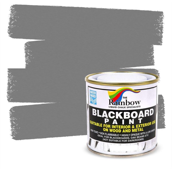 Chalkboard Blackboard Paint - Brush on Wood, Metal, Glass, Wall, Plaster Boards Sign, Frame or Any Surface. Use with Chalk Pen Wet Erase, Non-Toxic - Matte Finish [Grey] - (8.5oz Cover 32 sf)