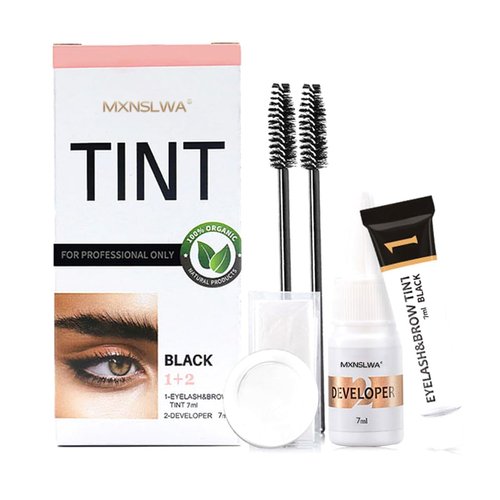 MXNSLWA 2-In-1 Lash and Brow Makeup Kit, Instant Natural Bushy Effect DIY Hair Coloring for Salon Home Use - Up to 6 Applications (Black)